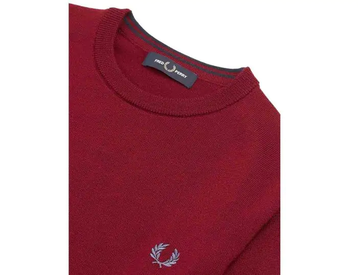 Fred Perry Classic Merino Crew Neck Jumper Roter Pullover Avantisport