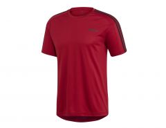 adidas - D2M Tee 3-stripes - Rotes Sportshirt