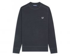 Fred Perry - Waffle Textured Crew Neck Jumper - Sweatshirt Grau