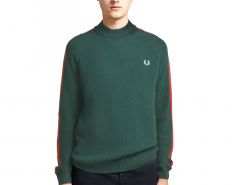 Fred Perry - Tipped Overarm Crew Neck Jumper - Grüner Pullover