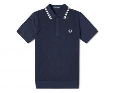 Fred Perry - Twin Tipped Knitted Shirt - Blaues Poloshirt