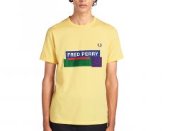 Fred Perry - Mixed Graphic T-shirt - Gelbes T-Shirt