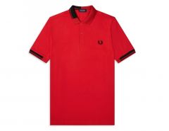 Fred Perry - Abstract Collar Polo Shirt - Rotes Poloshirt