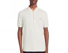 Fred Perry - Zip Neck Polo Shirt - Poloshirt Weiß