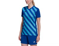 adidas - Entrada 22 GFX Jersey Women - Blaues Fußballtrikot