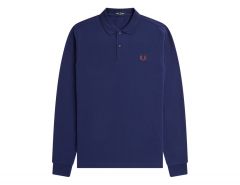Fred Perry - Longsleeve Plain Shirt - Blue Longsleeve Shirt