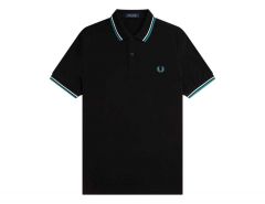 Fred Perry - Twin Tipped Polo - Black Polo with Mint Details