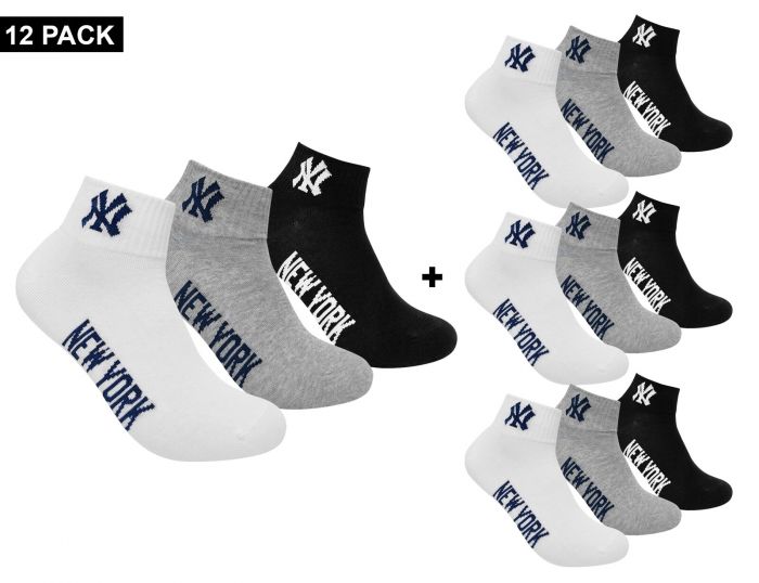New York Yankees 12-Pack Quarter Socks Socken Bundle