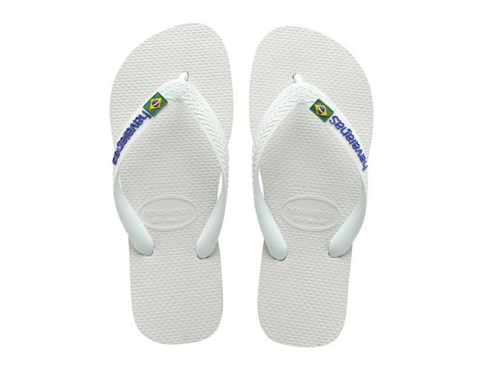 Havaianas Brasil Logo Weiße Slippers