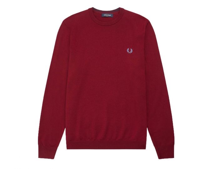 Fred Perry Classic Merino Crew Neck Jumper Roter Pullover