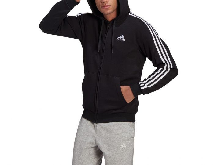 adidas Essentials Fleece 3S Zip Hoodie Zwart Vest