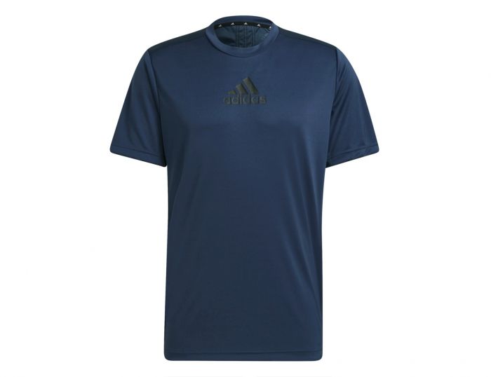 adidas D2M 3-Stripes Back Tee Blue Sports Shirt